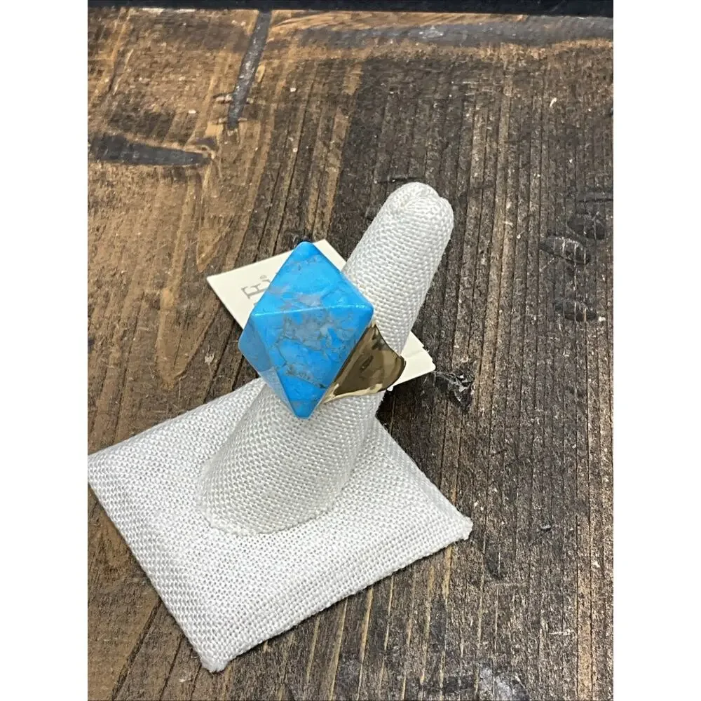 Barse Zara Ring- Turquoise Howlite - Hammered Bronze-6.5- NWT